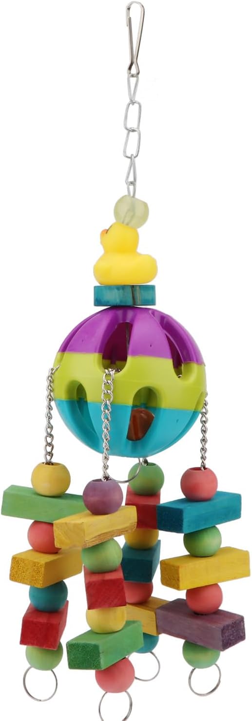 Hypeety Parrot Ball Toy Plastic Colorful Bird Chew Ball with Bells for Cage