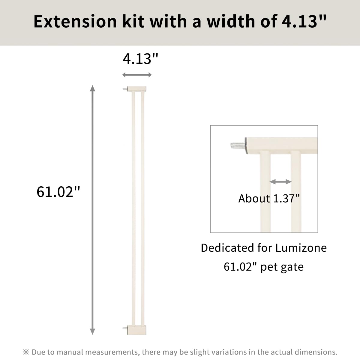 Lumizone 61.02" Extra Tall Pet Gate Extension Kit 4.13" Wide Cream