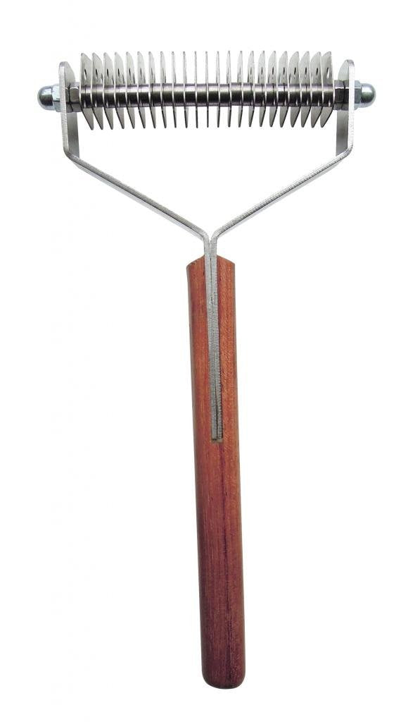Mars Coat King Double Wide Dematting Undercoat Grooming Rake Stripper Tool for Dogs and Cats, Stainless Steel with Wooden Handle, Made in Germany, 18-Blade