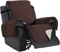 H.VERSAILTEX Reversible Quilted Recliner Covers Water Resistant Furniture Protector for Reclienr Chair with Elastic Straps for Pets Kids Sitting Width Up to 22"(Recliner, Brown/Beige)