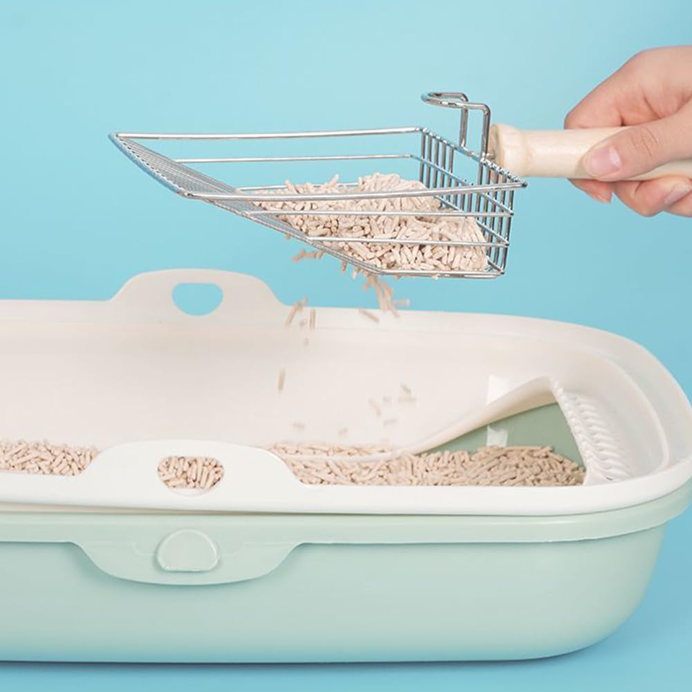 XIHUADOU Cat Litter Scoop, Stainless Steel Metal Mesh Scoop with 7 mm Gaps