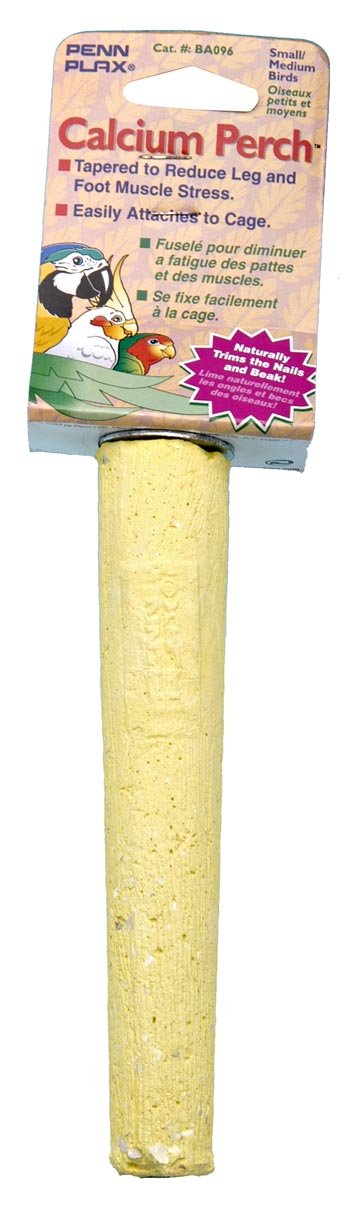 Penn-Plax Bird-Life Calcium Trimmer-Perch, Naturally Trims Nails & Beak - Easy-Mounting Bird Perch Stand for Cages - Great for Parakeets, Parrotlets, Lovebirds and Other Small Birds. - Yellow, 6 Inch