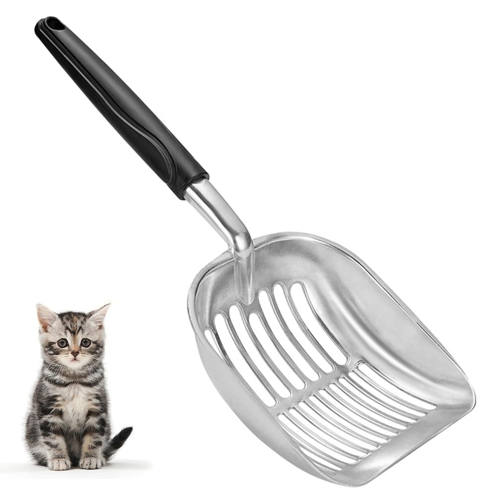 Apidgrowth Cat Litter Scoop-Metal Cat Scooper-Long Handle Scoop,Cat Scooper-Poop Sifting-Mesh Shovel-Suitable for Cat Litter Box(Green)-Christmas