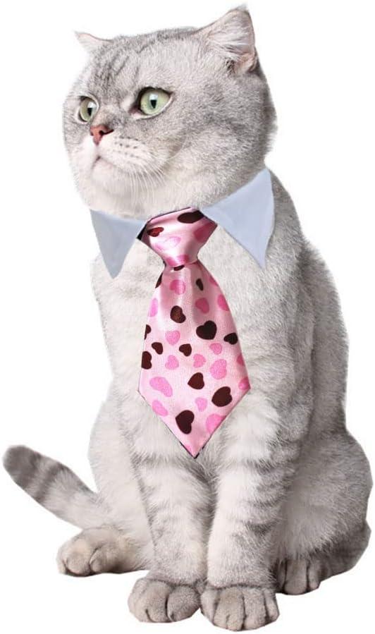 4 Pieces Pets Dog Cat Bowtie Pet Costume Adjustable Formal Necktie Collar for Cats Small Dogs Puppy Grooming Accessories (red/Heart)