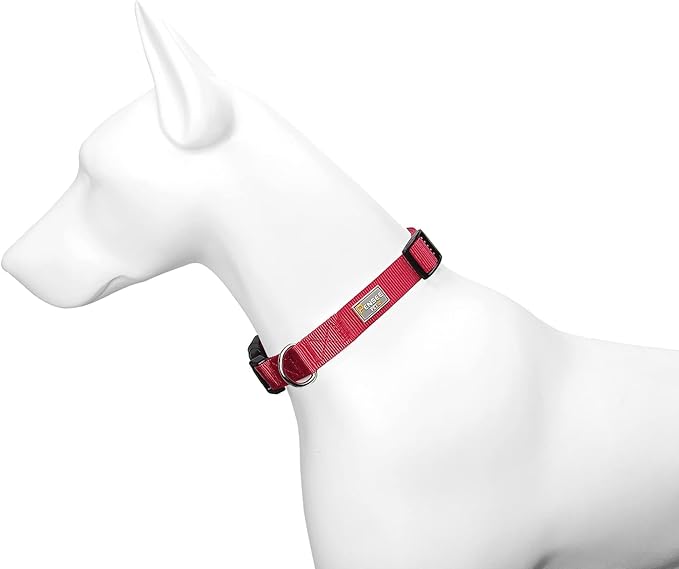 PENSEEPET Red Dog Collar Basic Adjustable Dog Collars for Puppy Small Medium Large Dogs Girls with Breathable Quick Release Nylon Pet Collar