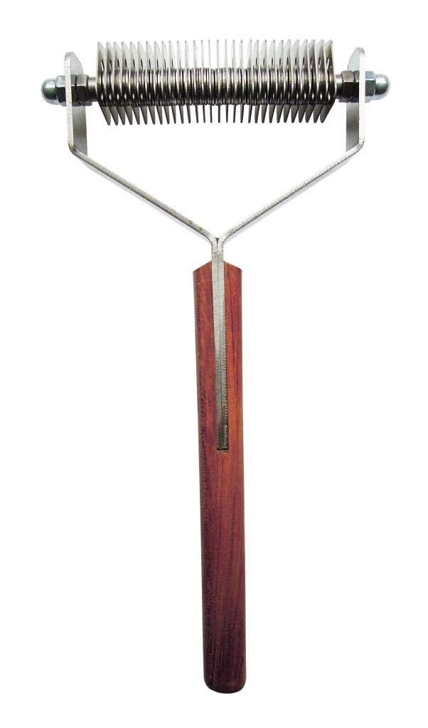 Mars Coat King Double Wide Dematting Undercoat Grooming Rake Stripper Tool for Dogs and Cats, Stainless Steel with Wooden Handle, Made in Germany, 18-Blade