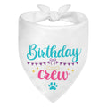 WHTYEFZ Birthday Crew White Dog Bandana, Cute Pet Scarf for Birthday Celebration, Puppy Costume Accessory Photo Prop for Festive Celebration Party Dinner, Heartwarming Gifts for New Dog Owner Dad Mom
