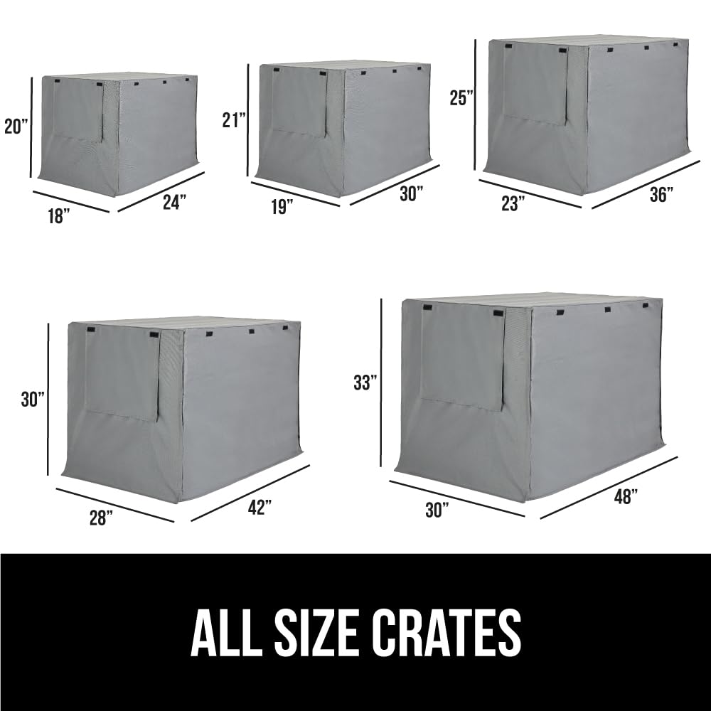 GORILLA GRIP Dog Crate Covers Compatible with Amazon Basics Dog Crates, All Sides Open, Privacy Cover Fits 36" Wire Kennel, Breathable Mesh Windows, Light Reducing Puppy Training Cage Topper, Gray