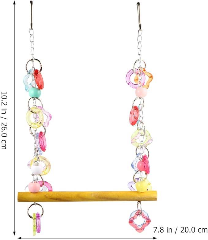 FRCOLOR Pet Bird Swing 7.87 Inch Wooden Hanging Chewing Toy for Medium Small Parrots Parakeets Macaws Cage Garden Rest Play