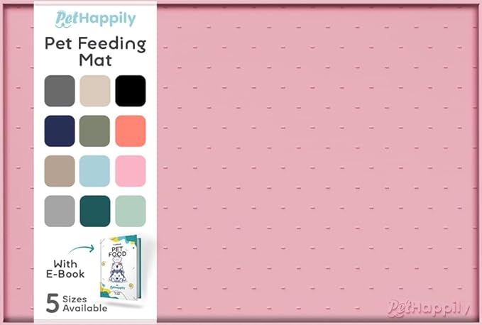 Dog Food Mat - 28x18 Raised Edges Dogs Mat for Food and Water Prevent Spill, Waterproof Cat Food Mats Protect Floors, Easy Clean Dog Bowl Mats for Food and Water, Silicone Pet Feeding Placemats Pink