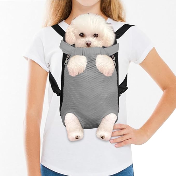 FEimaX Dog Carrier Backpack Pet Legs Out Front Cat Travel Bag, Adjustable Puppy Backpacks Carriers Hands-Free for Small Medium Dogs Cats Hiking Traveling Camping Daily Walking