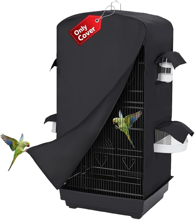Bird Cage Cover for Night - Black, Fits Parakeet Cockatiel Conure Medium