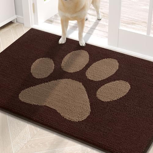 Buganda Dog Door Mat for Muddy Paws 30x20, Absorbent Doormat for Inside