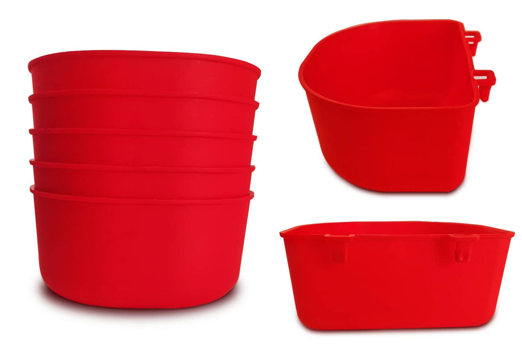 ORIBUKI 5 Pack Cage Cups Chicken Birds Feeder Water Bowl 25 OZ Rabbit Feeding Watering Dish for Travel Carrier Cat Puppy Food Dispenser Hanging Wire Cages Treats Box Seed Drinking Coop Cup Birdbath