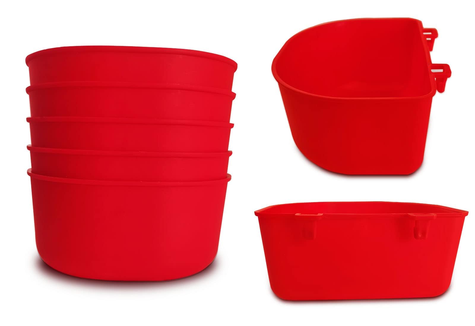 ORIBUKI 5 Pack Cage Cups Chicken Birds Feeder Water Bowl 25 OZ Rabbit Feeding Watering Dish for Travel Carrier Cat Puppy Food Dispenser Hanging Wire Cages Treats Box Seed Drinking Coop Cup Birdbath