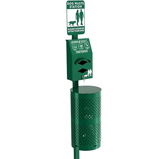 POCHAR Rust-Proof Aluminum Outdoor Dog Waste Disposal Station for Pet Parks