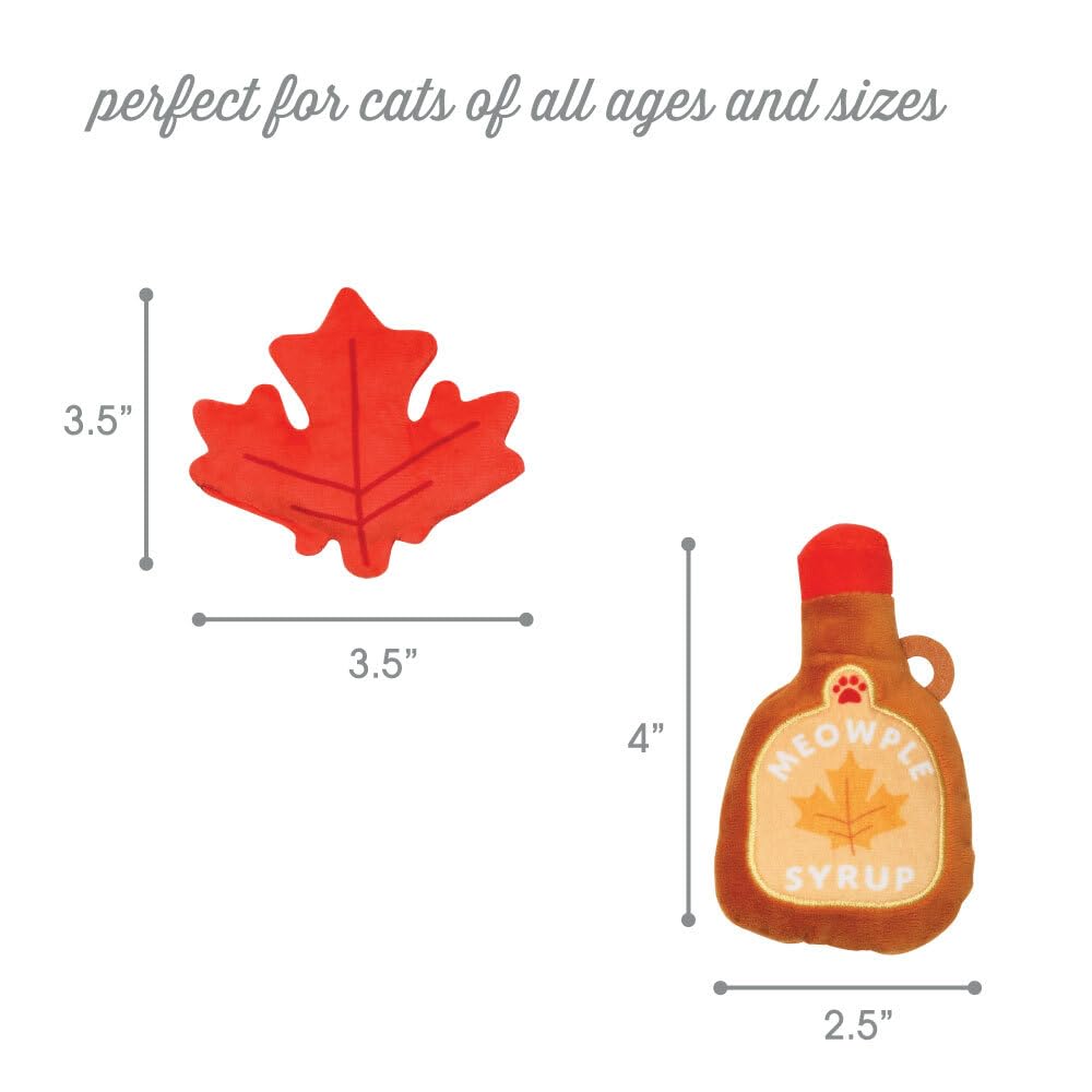 Pearhead Fall Maple Leaf and Syrup Cat Toys, Set of 2