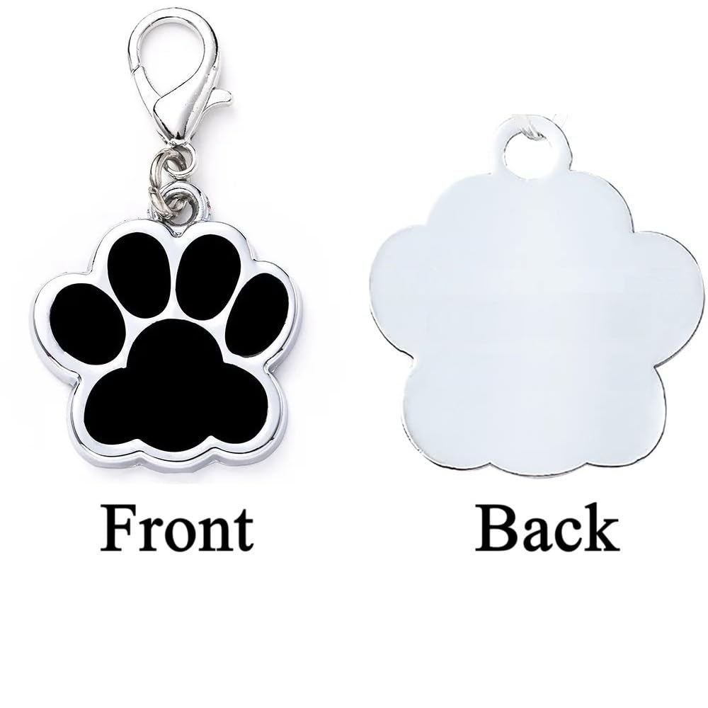 Personalized Dog/Cat Cute Paw Pet ID Tag with Unique Laser Engraving Name and Phone Number for Pet Collar or Key Chain (Pink)