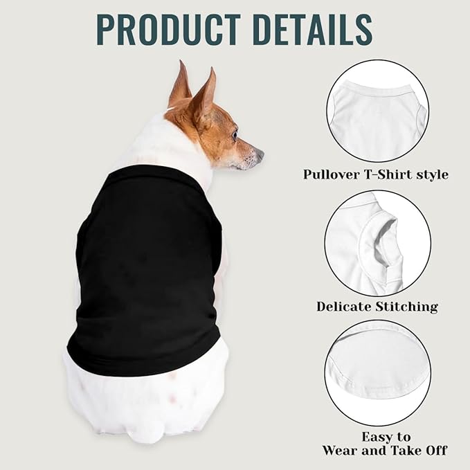 Custom Dog Shirt with Photo Name Logo Personalized Summer Breathable Cloth for Small Medium Large Pet Dogs Puppy Cats, 1 PC Blank Black, 5XL
