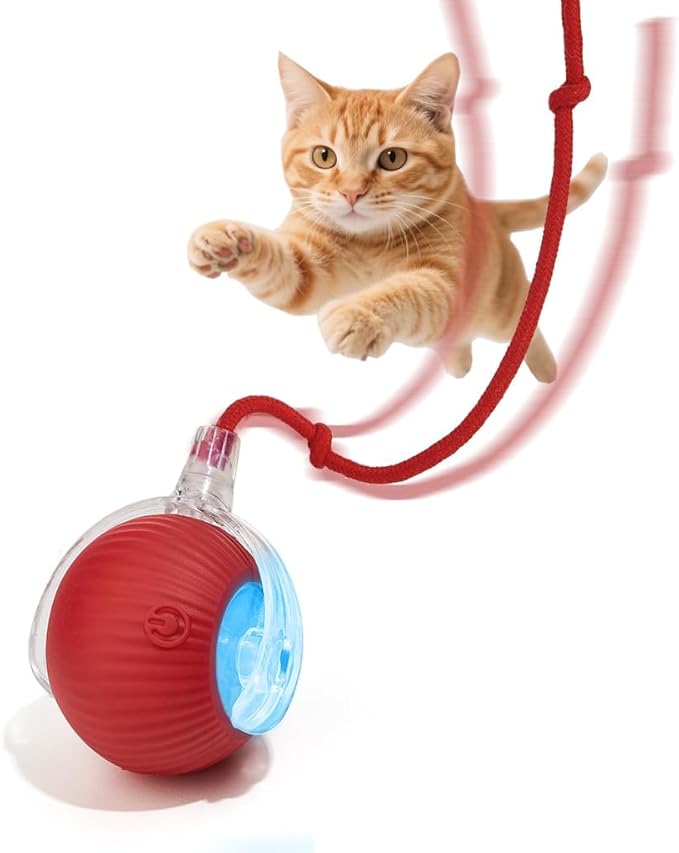 molxiobul Interactive Dog Cat Toy Ball, Upgraded Rechargable Smart Automatic Rolling Pet Ball with Tail, Fast Moving Toy for Bored Indoor Kitty Puppy