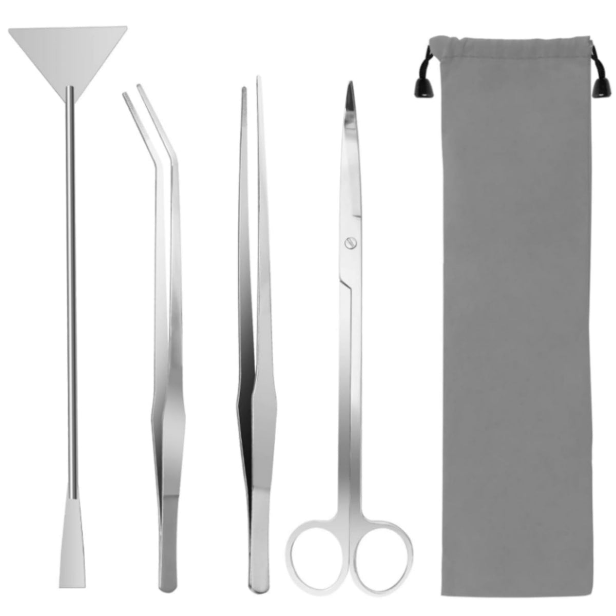 4Pcs Stainless Steel Aquascape Tool Kit with Tweezers Scissors Spatula