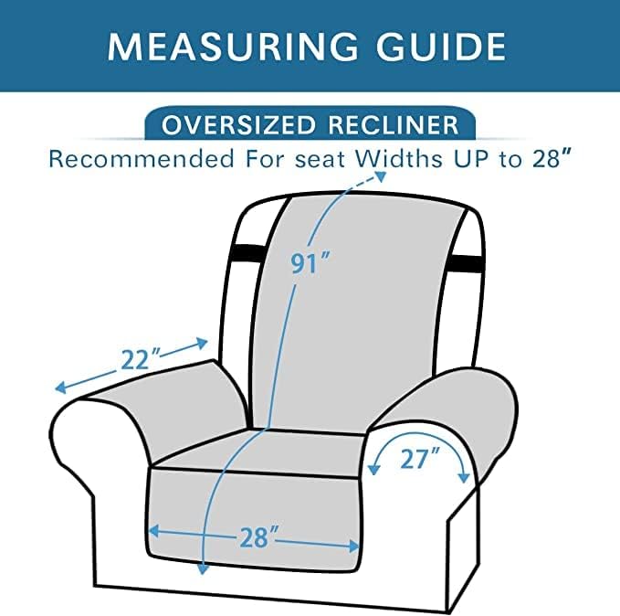 H.VERSAILTEX Reversible Quilted Recliner Covers Water Resistant Furniture Protector for Reclienr Chair with Elastic Straps for Pets Kids Sitting Width Up to 28"(Oversized Recliner, Dark Blue/Beige)
