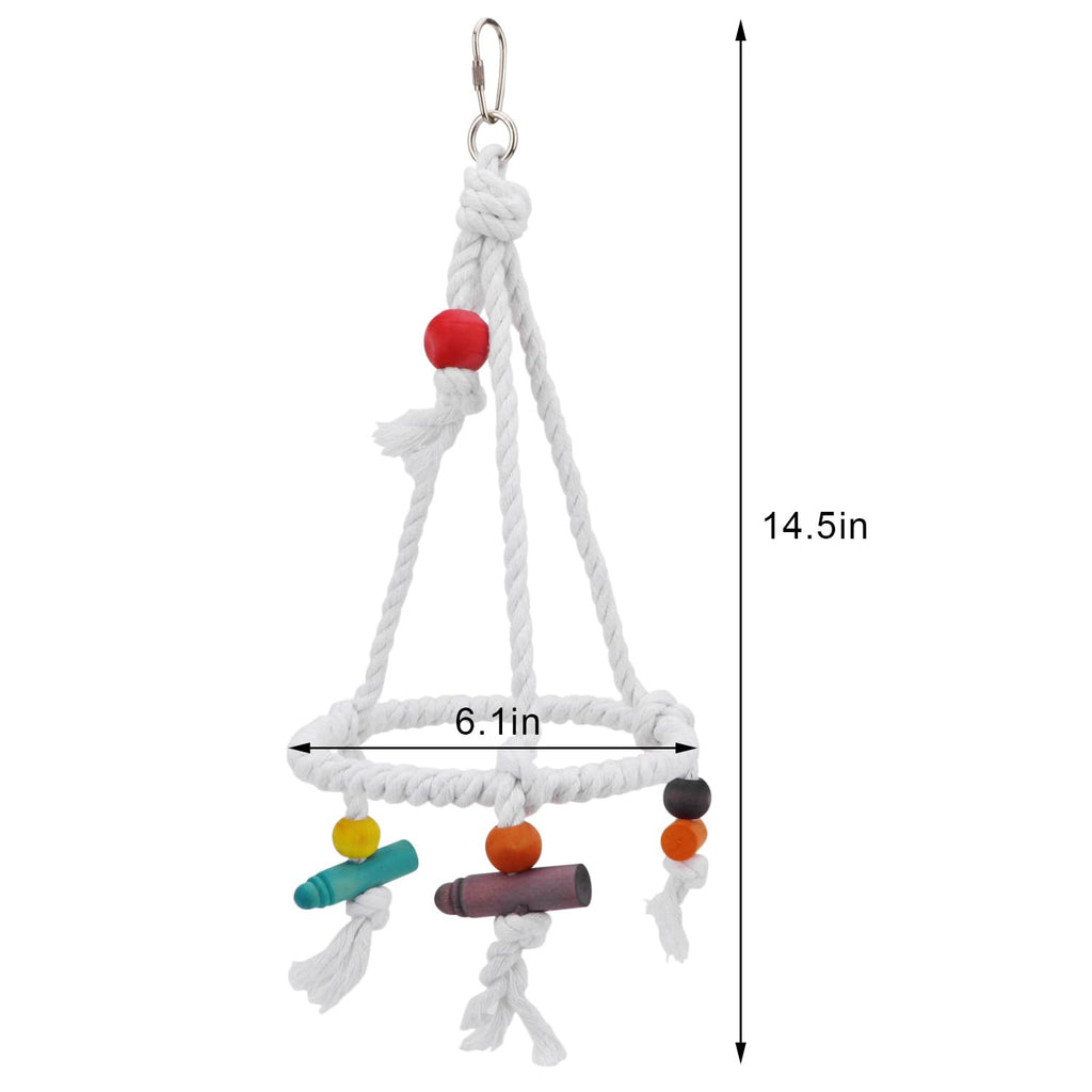 Hypeety Bird Swing Multi Birds Cotton Rope Round Hanging Hammock Perch Toy