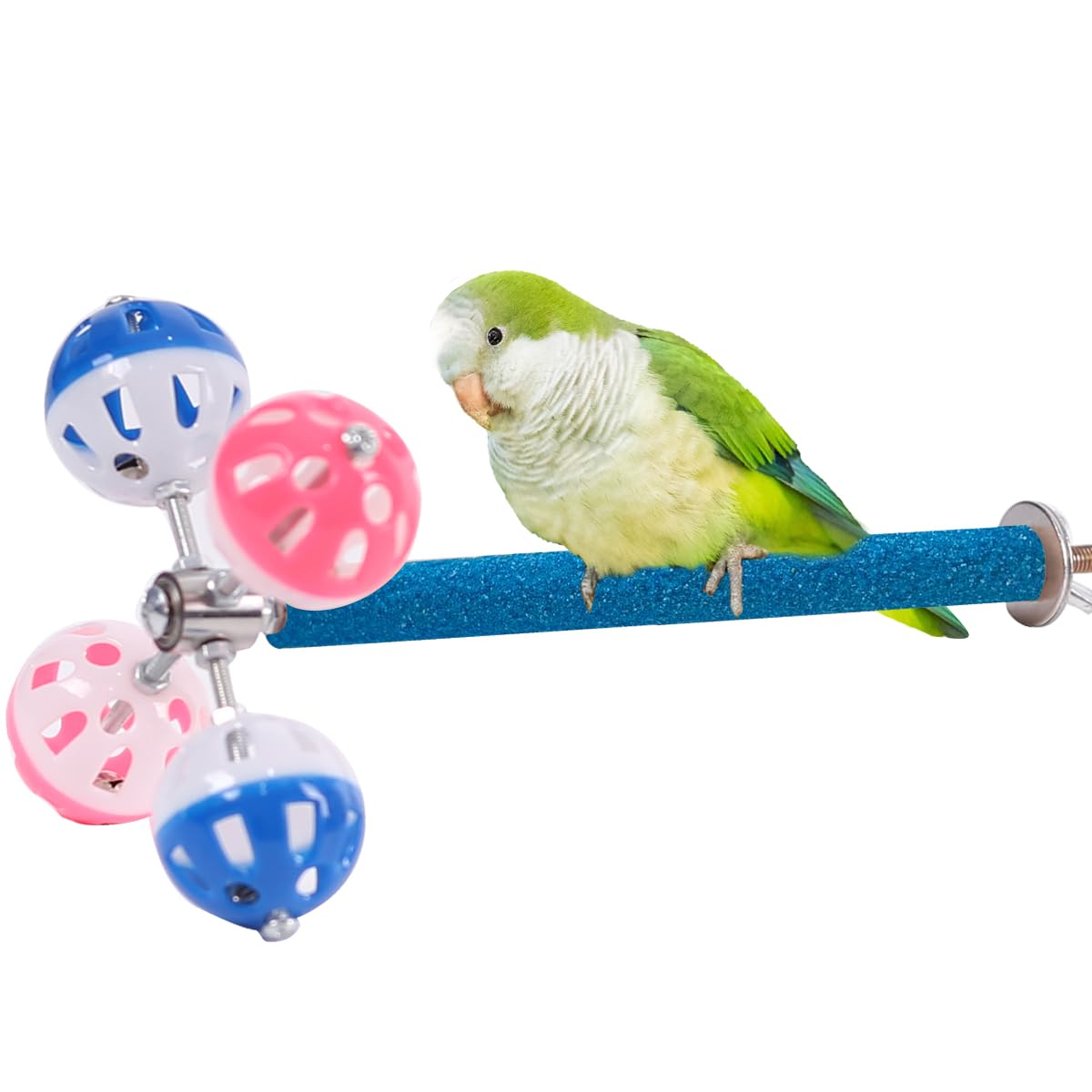 Pepper Wood Bird Perch Toy with Rotating Balls,Bird Stand Toy for Parakeet, Natural Wood Stand Perch Toy for Metal Cage, Fun Toy for Parrots Cockatiels Budgies Budgerigars Parrotlets Lovebirds Ringne