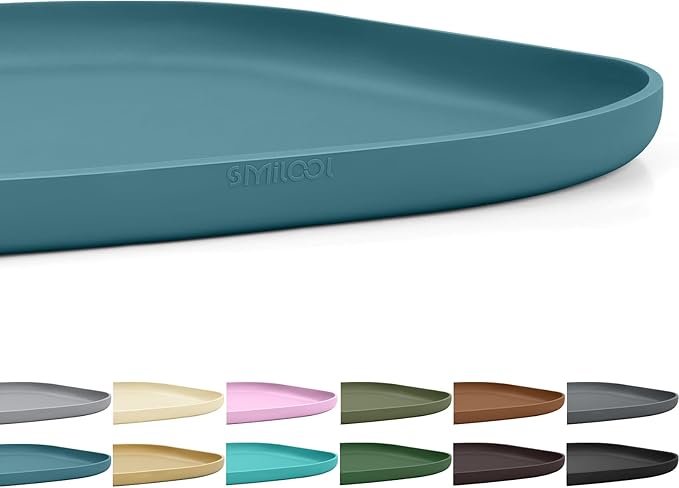 SMILOOL Silicone Pet Feeding Mat with Raised Edge for Food and Water, Dog Bowl Mats, Cat Bowls Placemat with High Lip for Floor Waterproof, Rubber Tray for Cats and Dogs 24 x 16 x 0.8 Dark Grey