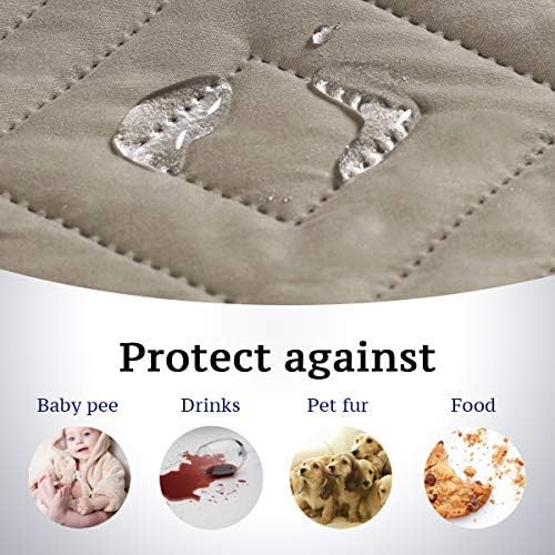 H.VERSAILTEX Reversible Chair Cover Furniture Protector Anti-Slip Couch Cover Water Resistant 2" Elastic Straps Chair Slipcover Pets Kids Fit Sitting Width Up to 21" (Chair:75" x 65", Khaki/Beige)