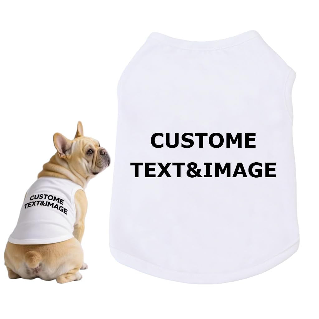 Custom Dog Shirt,Personalized Pet Apparel with Name Text Photo Image,Lightweight Breathable Puppy Kitten Cotton Vest for Small Medium Large Dogs Cats,Puppy Gift (Blue, 5X-Large)
