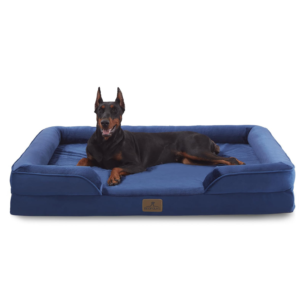 Bedfolks Orthopedic Dog Bed, Big Waterproof Dog Sofa Bed for Large Dogs, Egg Foam Pet Couch Bed with Removable Washable Cover and Nonslip Bottom, Black