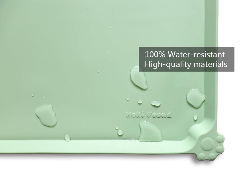 Hoki Found XX-Large Silicone Pet Food Mats Tray - Non Slip Pet Bowl Mats Placemat - Dog Cat Feeding Mat - Waterproof Dog Cat Food Mats -Pet Water Mats for Carpet - Jade