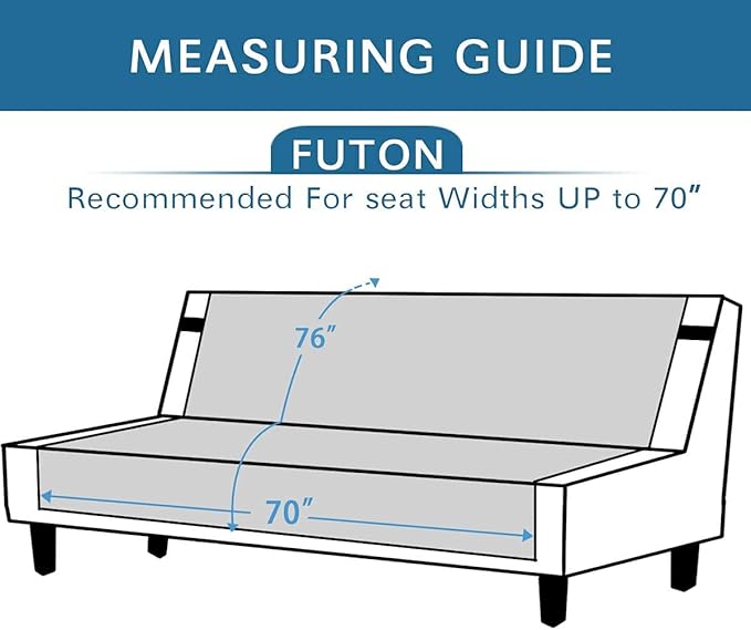H.VERSAILTEX Futon Cover Reversible Sofa Slipcover Furniture Protector Water Resistant 2 Inch Wide Elastic Straps Sofa Bed Pets Kids Dog Cat Fit Sitting Width Up to 70"(Futon, Khaki/Beige)