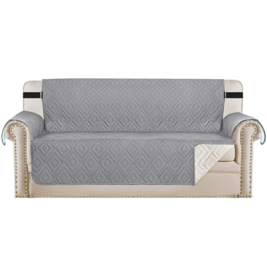 H.VERSAILTEX Reversible Sofa Slipcover Furniture Protector Water Resistant 2" Elastic Straps Sofa Cover Couch Covers Pets Kids Fit Sitting Width Up to 66" (Sofa: 75" x 110", Light Grey/Beige)