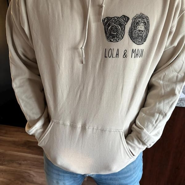 Personalized Dog Hoodie Sweatshirt, Custom Line Art Portrait Dogs Cats Hoodie, Customized Pet Lover Gifts, Pet Name Hoodies Sweatshirts For Women, Dog Mom Gifts
