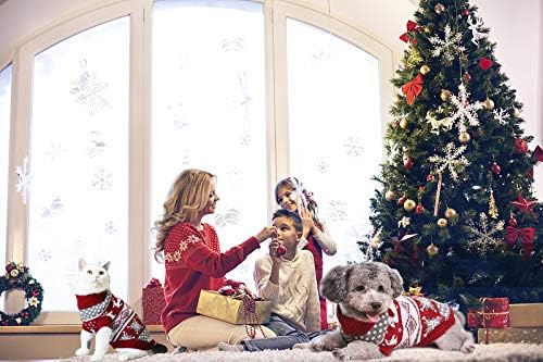 Vehomy Dog Christmas Sweaters Pet Winter Knitwear Xmas Clothes Classic Warm Coats Reindeer Snowflake Argyle Sweater for Kitty Puppy Cat-L