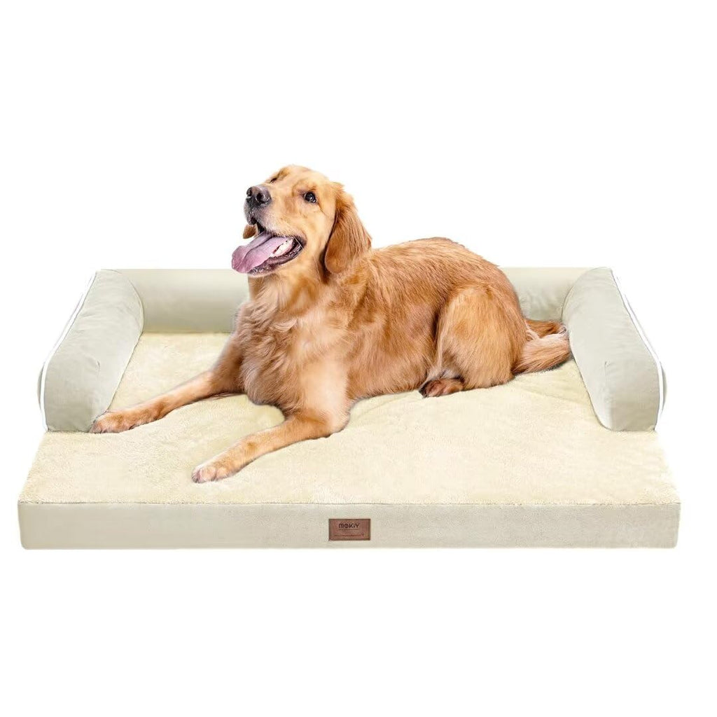MEKIY Orthopedic Washable Dog Bed with Bolster for Medium to Large Dogs
