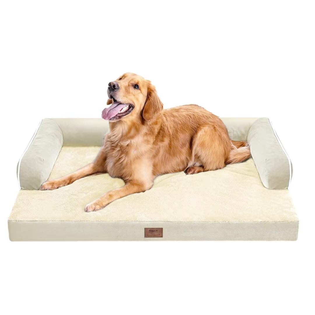 MEKIY Orthopedic Washable Dog Bed with Bolster for Medium to Large Dogs
