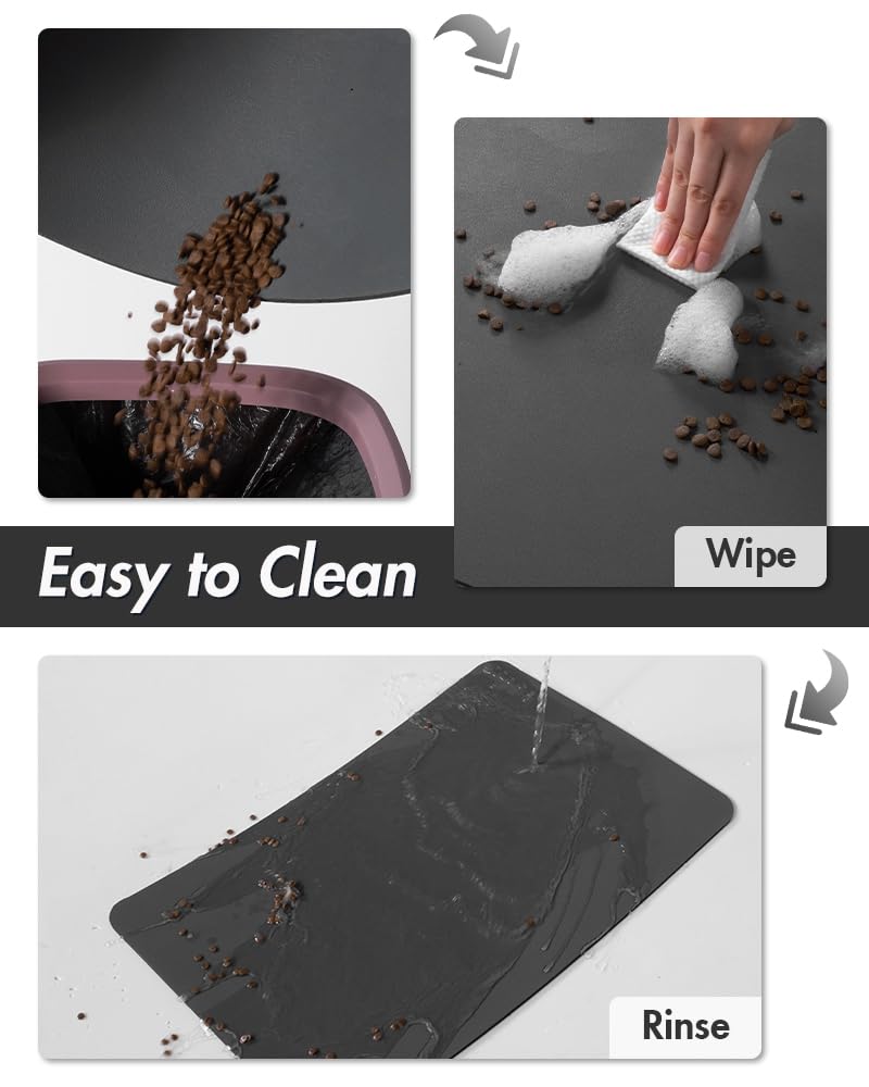 MontVoo-Absorbent Pet Feeding Mat-No Stains Pet Mat for Food and Water Bowl-Quick Dry Cat & Dog Food Mat Water Dispenser Mat-Pet Supplies Mat-Dog Water Bowl Mat for Messy Drinker,（Darkgrey,12"x19"）
