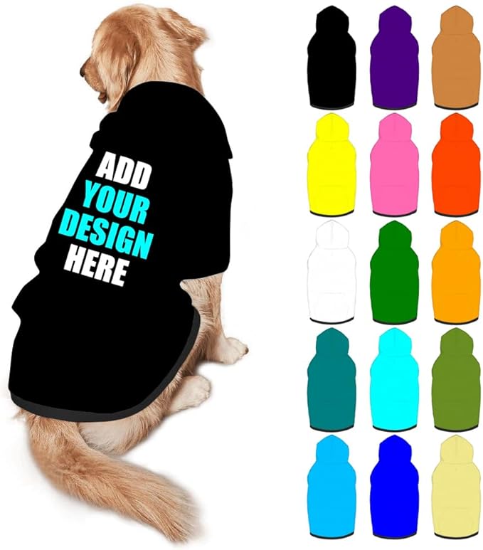 Personalized Dog Hoodie Customized with Name Photo Pet Warm Sweater Hoodie for Medium Large Dogs & Cat Puppy, Black, XXL