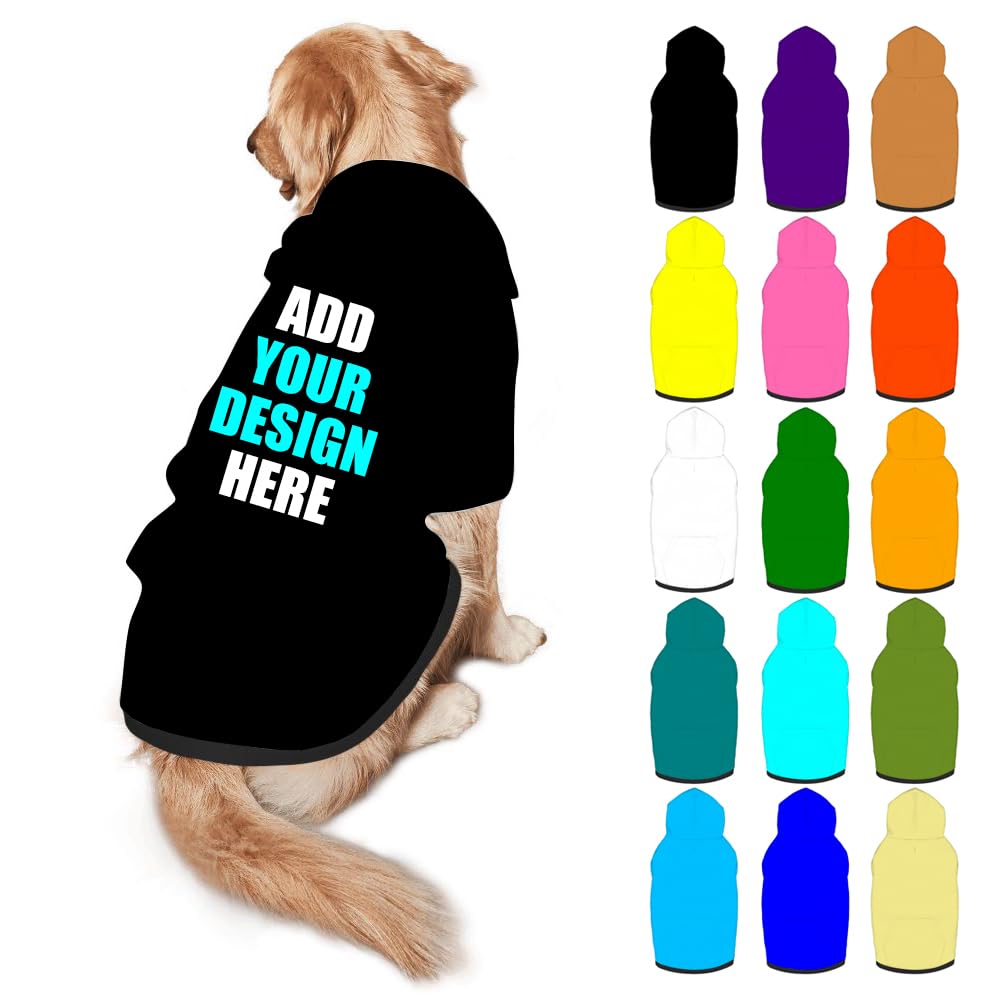 Mynvzrk Custom Dog Clothes with Photo Name Logo Personalized Dog Sweaters for Small Medium Large Dogs Breathable Warm, Gold, L