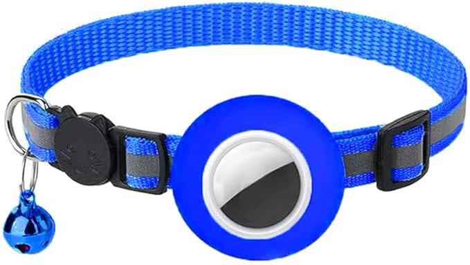 Tracker-Ready Breakaway Cat Collar (No Tracker Included) - Detachable GPS Holder + Safety Bell - Adjustable Reflective Collar with Quick-Release Buckle - for AirTag/Tile Compatible (Fluorescent Green)