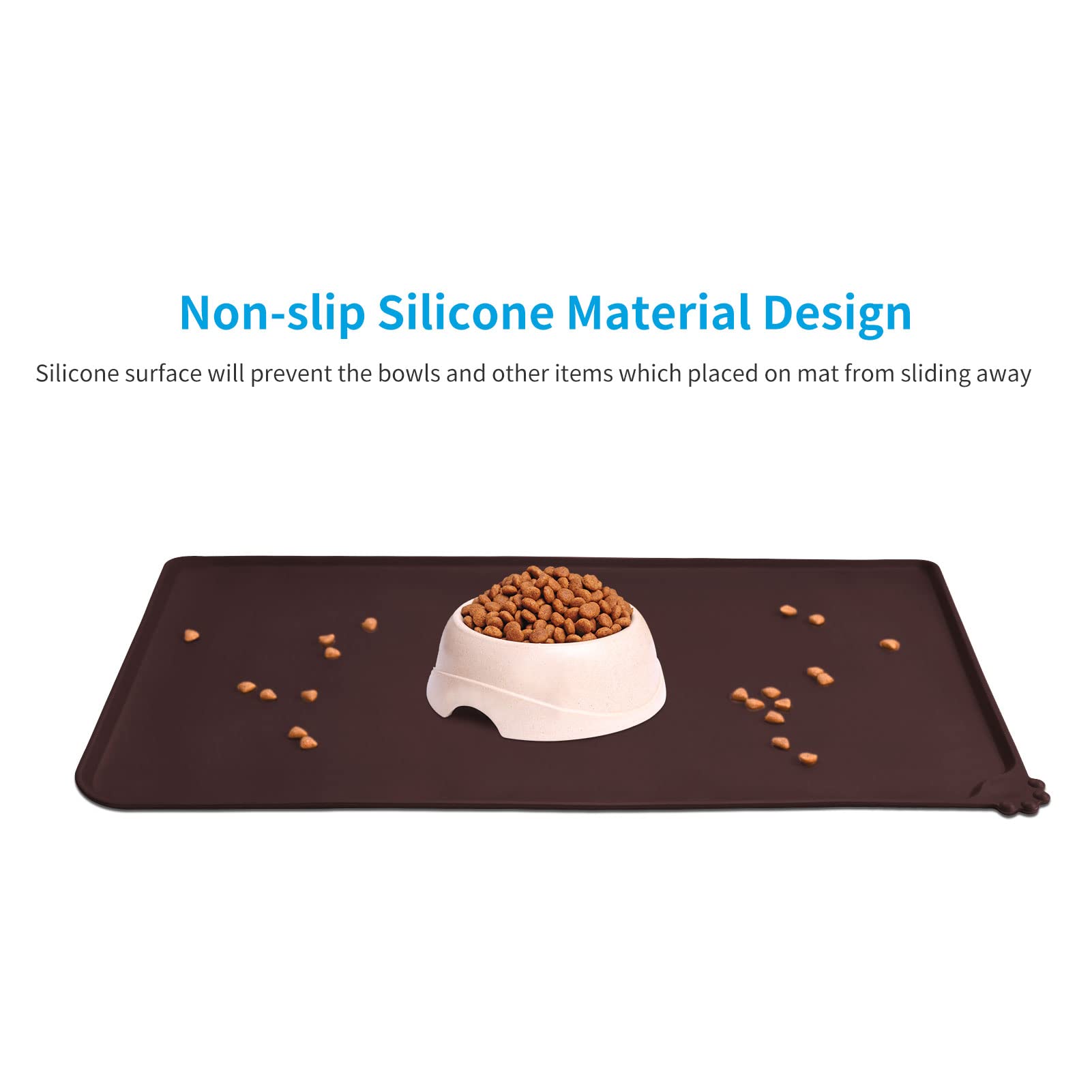 AUDWUD Waterproof Silicone Pet Feeding Mats,Anti Slip Dog Food Bowl Pad