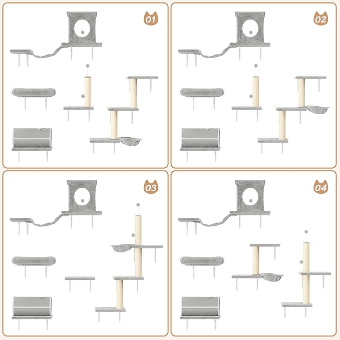 7-in-1 Cat Wall Shelves, Wall Mounted Climber Set