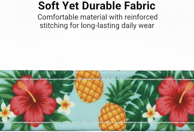 Britwicfr Summer Dog Collar with Tropical Pattern, Cute Dog Collar for Girl Boy Dogs, Pet Collar with Unique Print and Soft Fabric, Suitable for Small Dogs