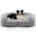 iweepet Fluffy Orthopedic Dog Beds for Large & Extra Large Dogs, 41" Calming Dog Sofa Bed with Supportive 28D Egg-Crate Foam, Removable Washable Cover, Waterproof Lining, for Puppy,Senior,Sick