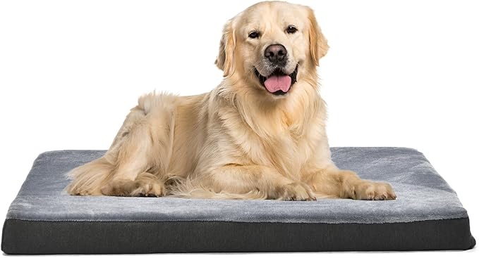 Washable Dog Bed with Cooling Gel Memory Foam, Pressure-Relief Support for Dogs up to 50lbs, Non-Slip Bottom, Removable Cover