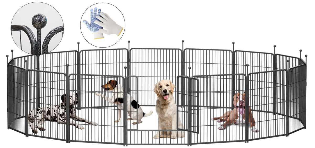 Dog Playpen,32/40/45 Inch Height in Heavy Duty, Folding Indoor Outdoor Anti-Rust Dog Exercise Fence, Portable Pet Playpen with Door for Large Medium Small Dogs and Pet (32 Panels, 45 Inch) Silver