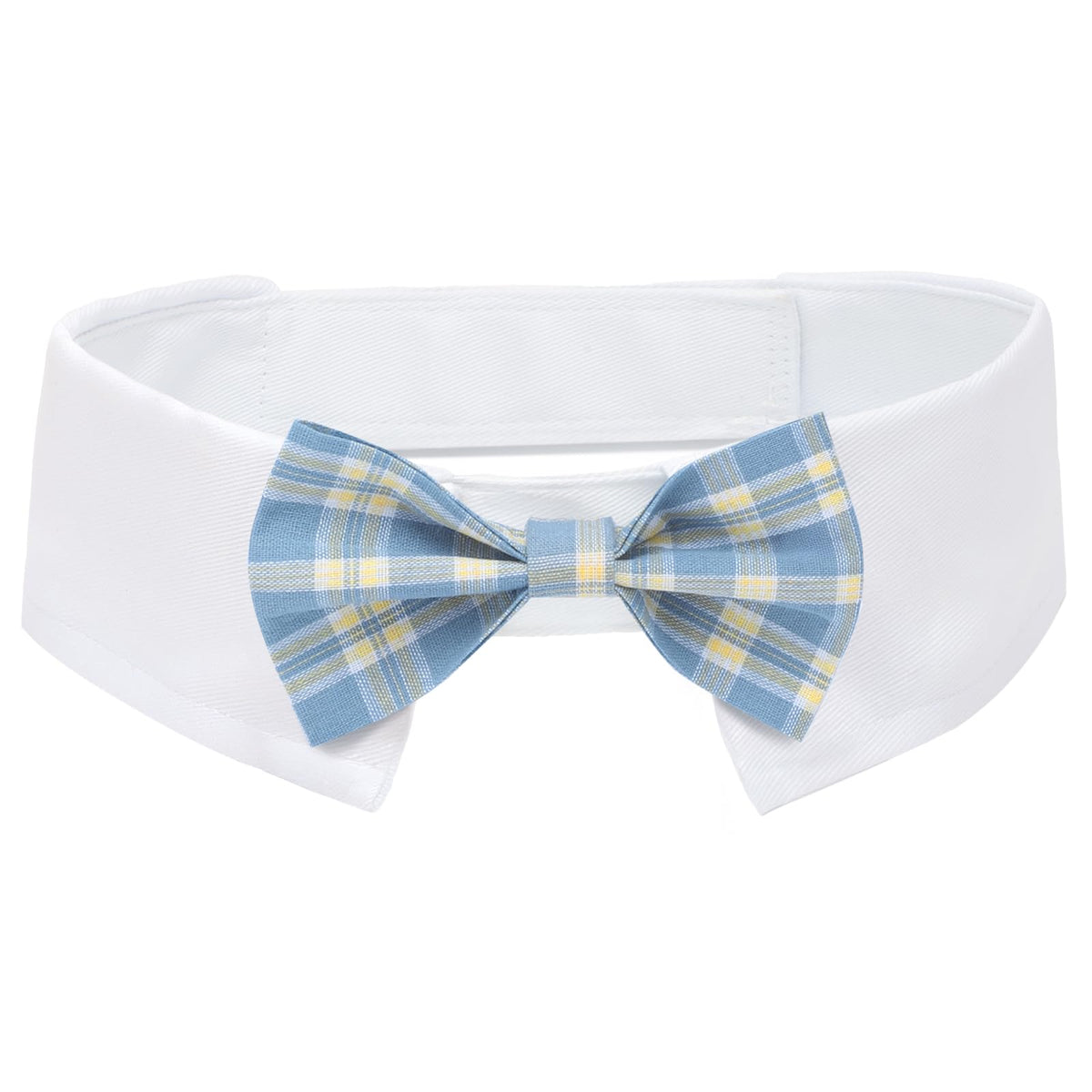 Segarty Dog Bow Tie, Adjustable Yellow Plaid Bowtie Collar for Neck Girth 10.2-12.6in, Medium Neck Tie Tuxedo Comfortable Cotton Boy Pet Grooming Accessory for Formal Wedding Holiday Birthday Party